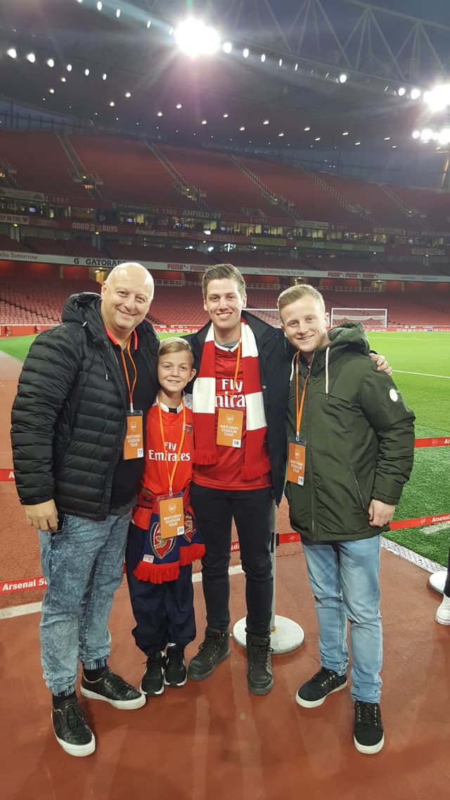 Steve with his sons at the Emirates Stadium, London